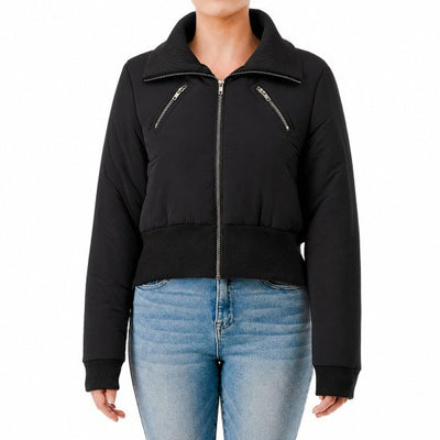 Bomber acolchada con cuello de canalé