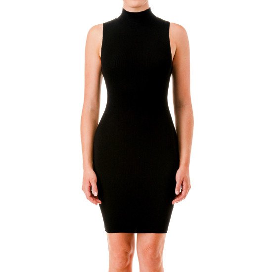 Vestido suéter de punto con cuello mock — 76453