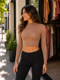 Blusa crop de malla con cuello alto — 10303TN
