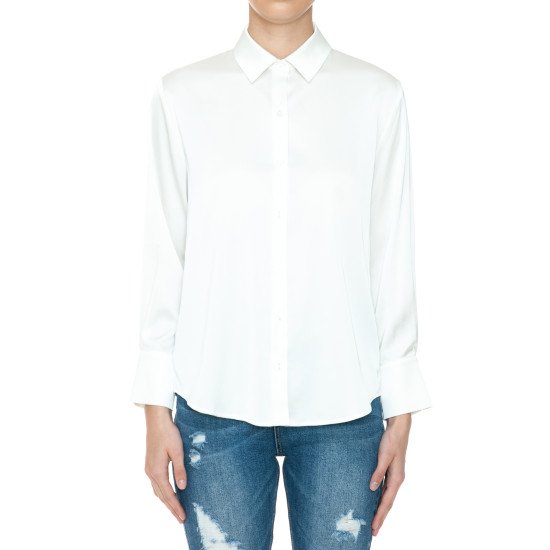 Camisa de satín manga larga con botones — 74775