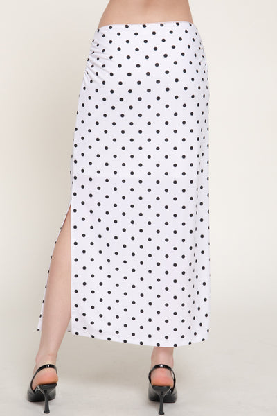 Falda midi de lunares con cintura de encaje