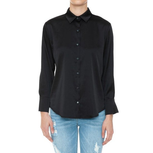 Camisa de satín manga larga con botones — 74775