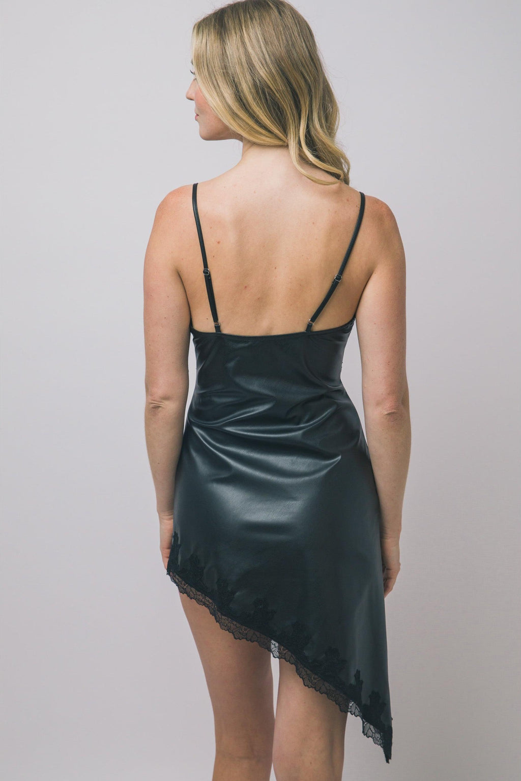 Vestido lencero efecto piel con encaje — 4996DN