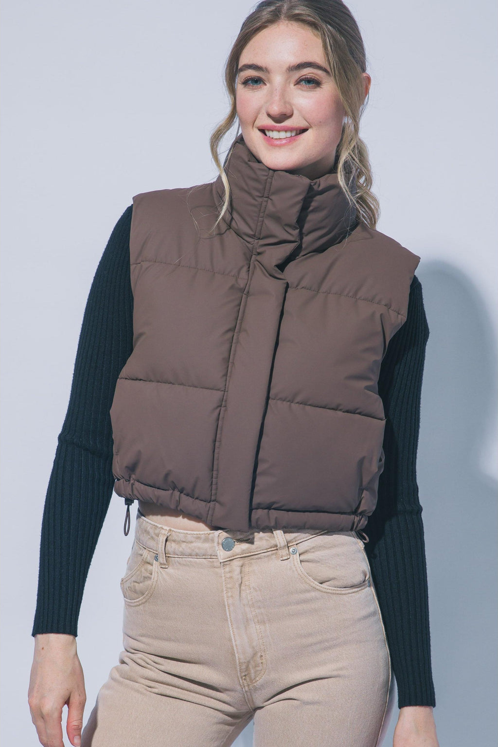 Chaleco puffer corto con cuello alto — 5137VN