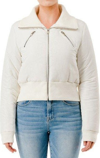 Bomber acolchada con cuello de canalé — 76821