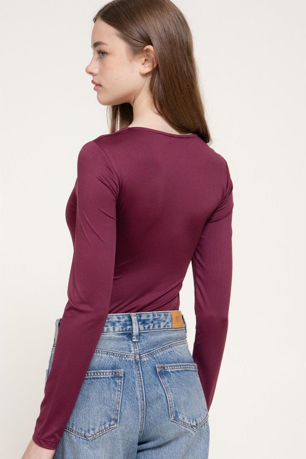 Body de manga larga con escote en U — P14115