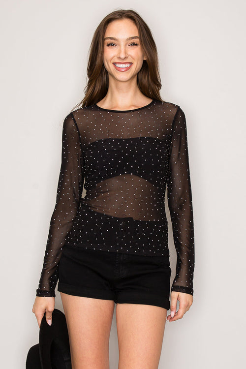 Blusa de malla con pedrería — segunda vista