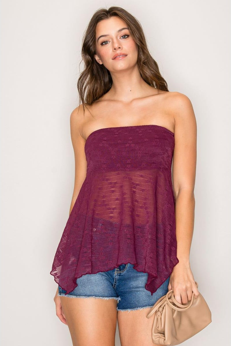Top strapless con bajo pañuelo — TX71298