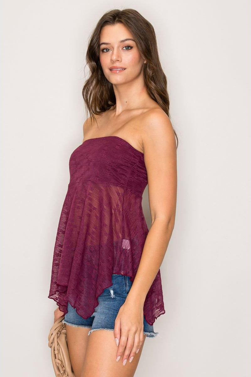 Top strapless con bajo pañuelo — TX71298