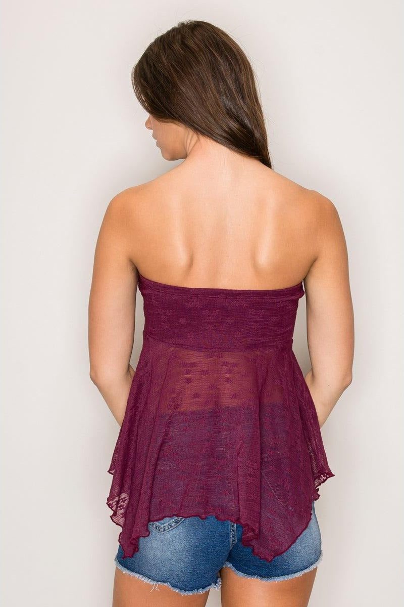 Top strapless con bajo pañuelo — TX71298