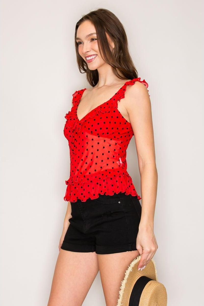 Top con doble holán y bajo curvo — TX71359