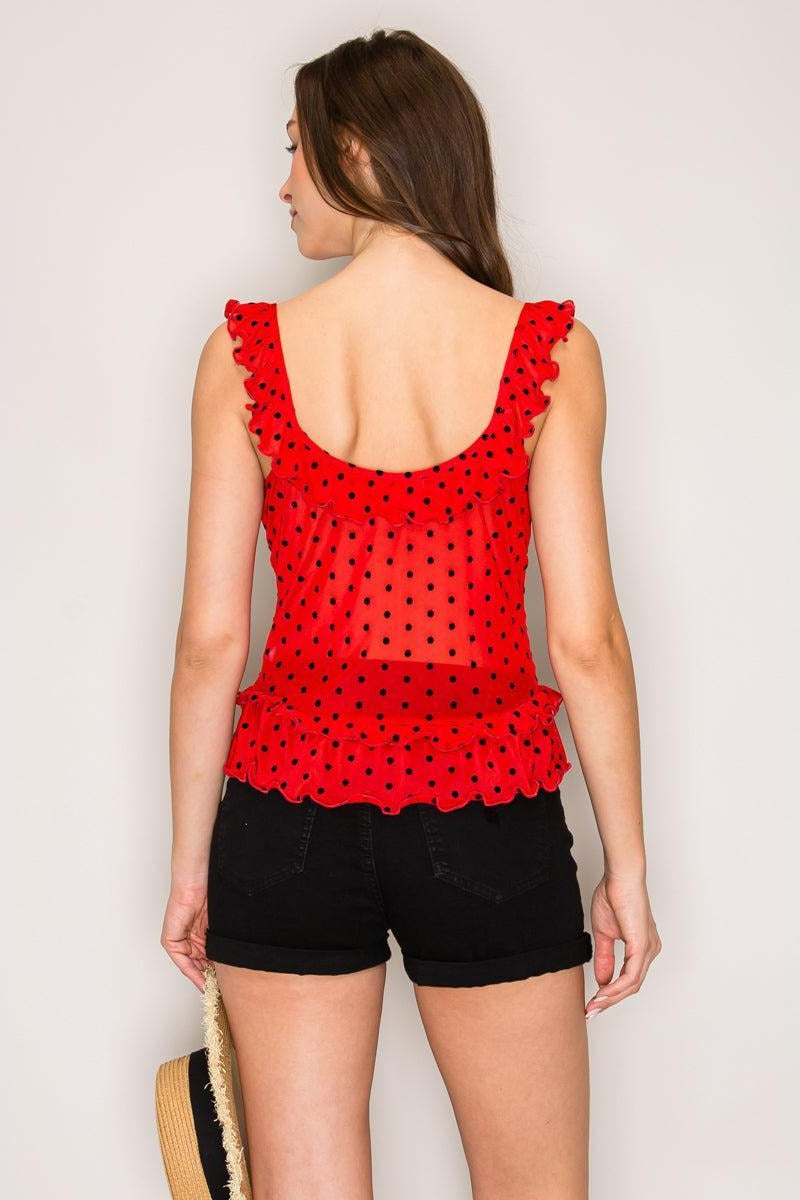 Top con doble holán y bajo curvo — TX71359
