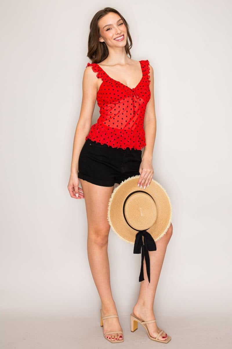 Top con doble holán y bajo curvo — TX71359