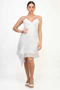 Vestido mini de tirantes con holán asimétrico — HMD14406