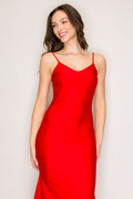 Vestido largo satinado de tirantes — DX71949